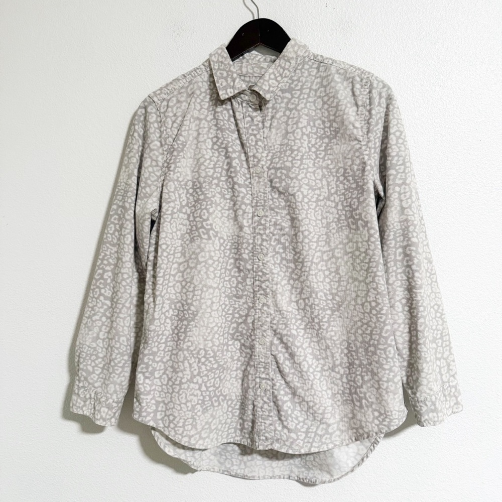 Chicos Leopard Print Corduroy Button Up Top